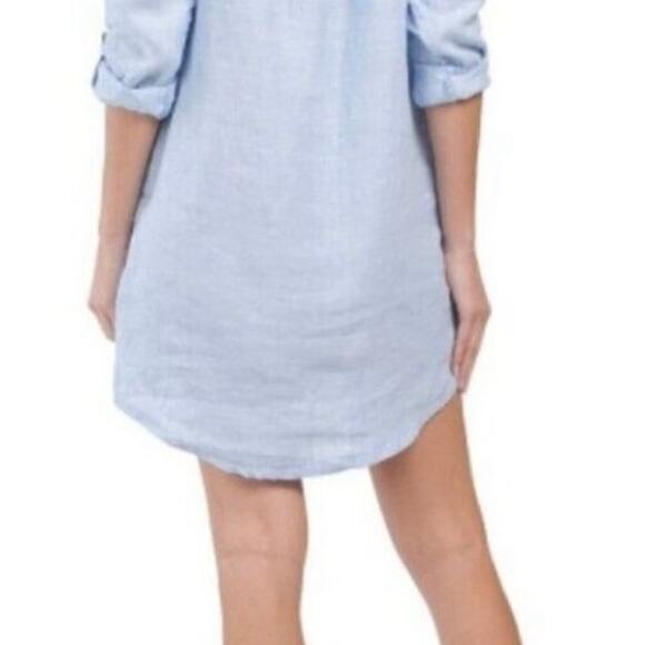 C&C California 100% Linen Shirt Dress Light Blue Size Small - Picture 2 of 7